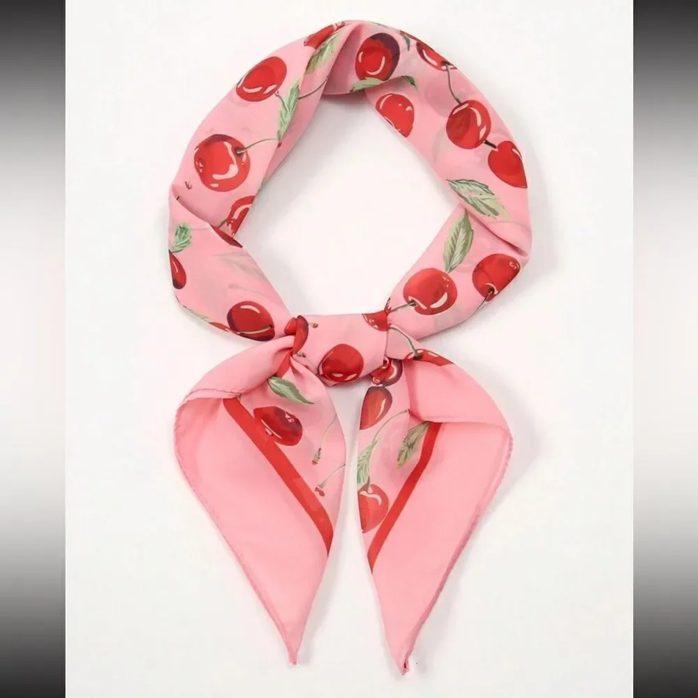 Cherry Print Pink Scarf P2